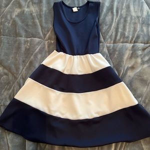 Navy blue and white dress — size small